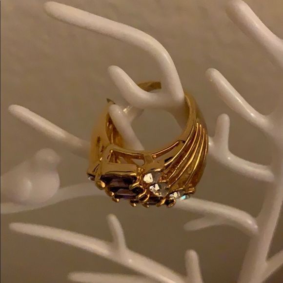 NWT Lavender/black gold statement cocktail ring - Picture 2 of 5